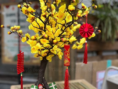 Phụ kiện treo Tết Quạt giấy nhung Vàng Đỏ mini [Cute] 5 - 7cm PKT-TET-14